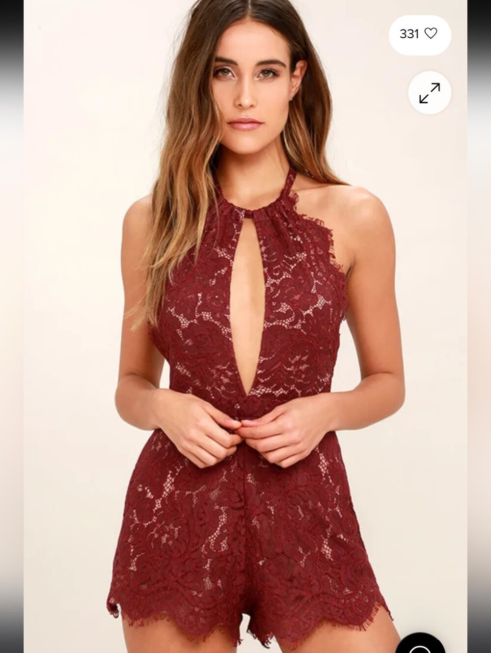 Lulus Emergent Blooms Burgundy Lace Romper In Medium